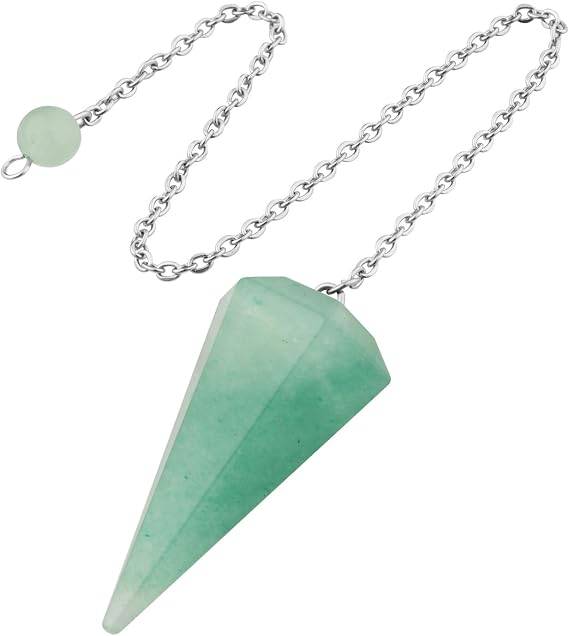 ZHIYUXI Green Aventurine Pendulum Crystal Witchcraft Supplies Reiki Supplies Crystal Pendulum Necklace Dowsing Divination Tools Pendulos De Energia