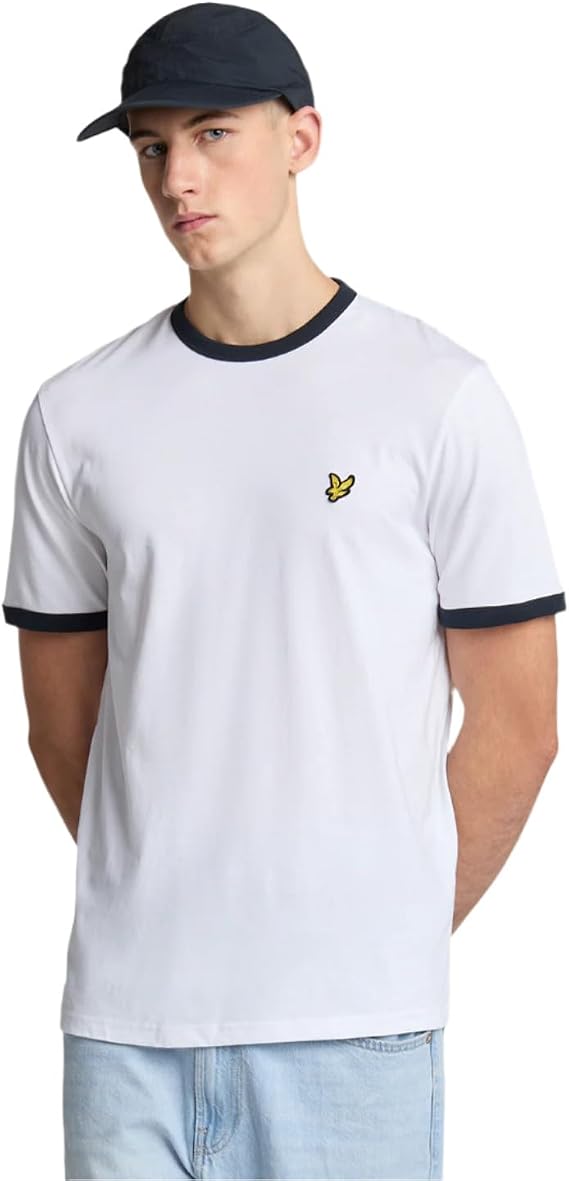 Lyle & Scott Mens Alarm Clock T-Shirt White/Dark Navy