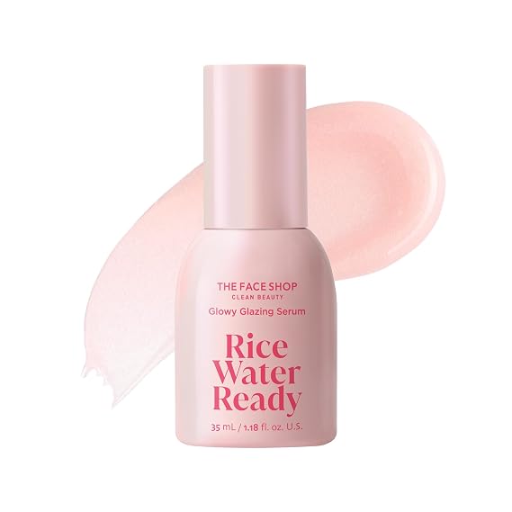 THE FACE SHOP Rice Water Ready Glowy Glazing Serum, Hydrating Glow Serum & Primer in one, Korean Skin Care, Skin Prep for Makeup with Peptides, Hydrating & Boosts Radiance