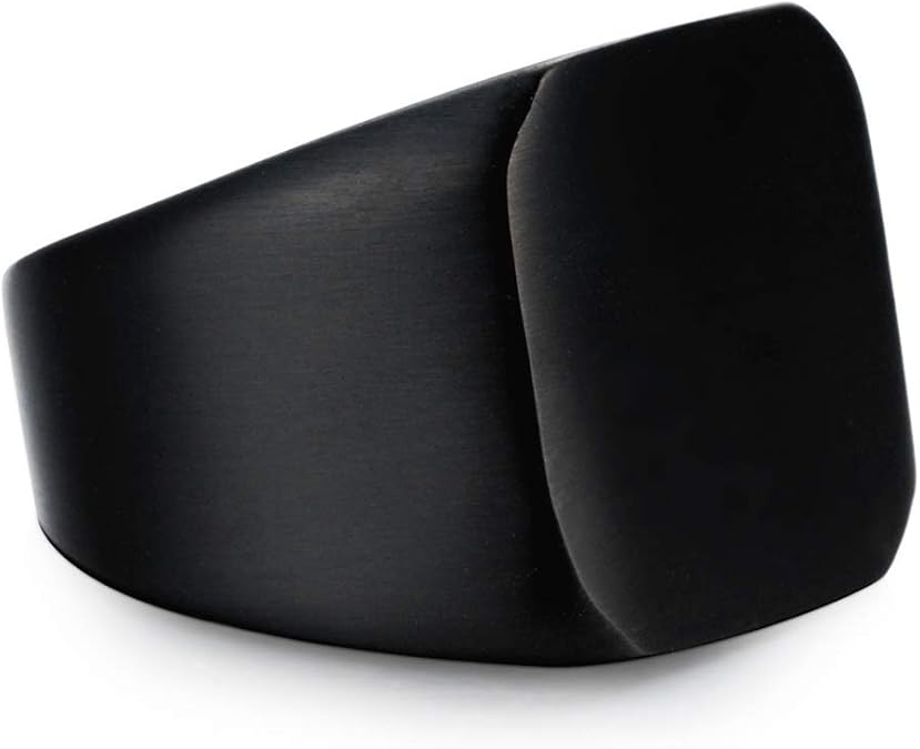 Stainless Steel Signet Ring for Men Solid Square Biker Rings Matte Brushed/Polished Finish