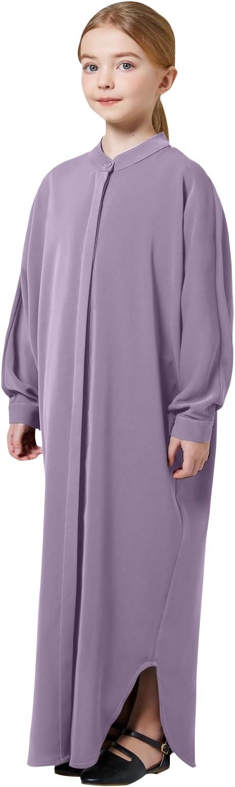 ODIZLI Girls Ramadan Abaya Muslim Batwing Sleeve Long Shirt Prayer Dress Kaftan Dubai Islamic Loose Maxi Dress