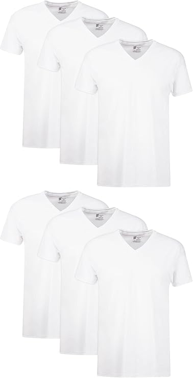 Hanes Men's Undershirts T-Shirt Pack, V-Neck Cotton Tees for Men, Moisture-Wicking, Odor Control, White Multi-Pack
