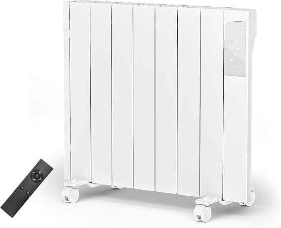 BREEZEHEAT Convection Panel Heater 1500W, Energy Efficient Electric Heater for Indoor Use w/Remote Control, 2-in-1 Wall Mount & Freestanding, Silent Operation, Slim Design for Home Office (White)