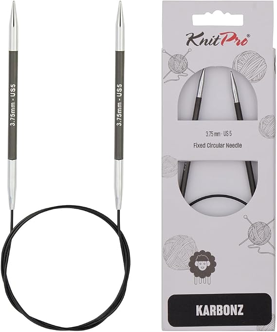 KnitPro Karbonz Fixed Circular Needle 24"(60cm) | US Size 5 (3.75mm)