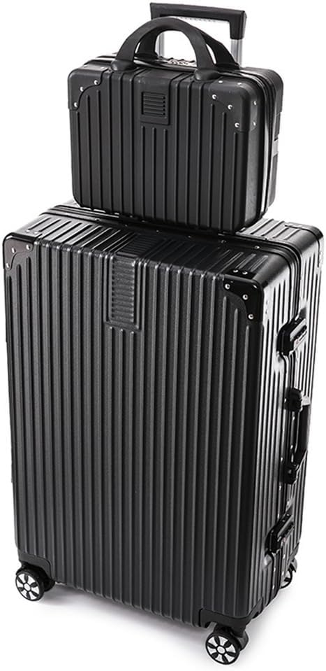 Suitcase Large Luggage 4 Wheels Lightweight Zipperless Hardshell Lightweight Luggage Sets 2 Piece,Black,26in
