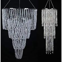 Sparkling Iridescent Acrylic Beaded Hanging Chandelier for Wedding Party Event Home Decor