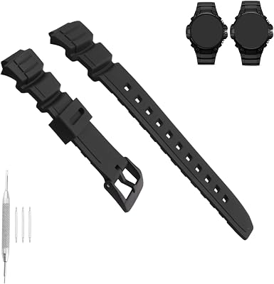 16mm Resin Watch Bands Compatible Fit for Casio G shock MCW-100H MCW100H MCW-110H MCW110H W-S220 WS220 HDD-S100 Strap Replacement Wirstband for Men and Women Waterproof Bracelet Watch accessories