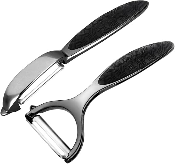 Vegetable Peeler, Potato Peelers for Kitchen Stainless Steel Multi-function Set Fruit Peeler For Kitchen and Household Tools Y & I Shape Swivel Blades for Fruit Vegetables(Black)