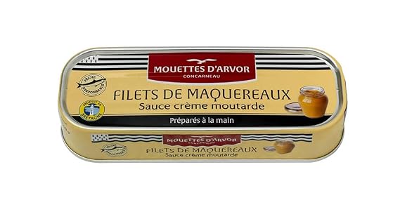 Mouettes d'Arvor French Fillets of Mackerel in Mustard - Filets de Maquereaux Sauce Moutarde 6.0 oz