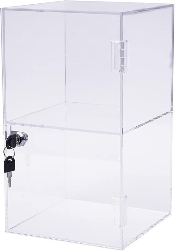 Acrylic Display Case with Lock Key, 2 Tier Showcase Display Cabinet Clear Countertop Display Cabinet, Acrylic Display Box Display Cabinets Multi Functional Safe Storage Box for Retail Store