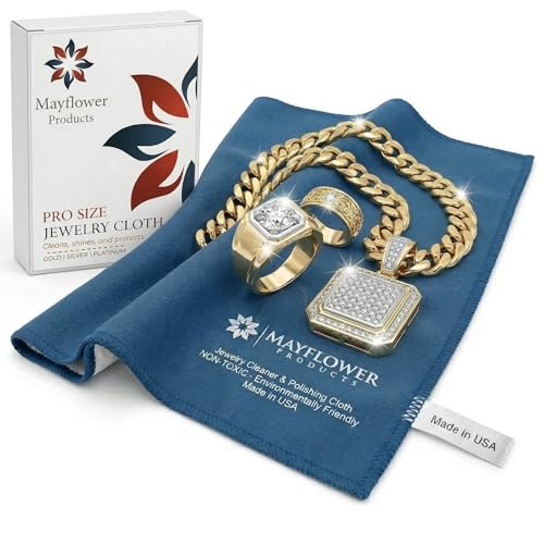 Mayflower Polishing Cloth for Silver, Gold, Platinum USA Made. Pure Cotton Pro Size Cleaning Cloth That Shines Like New Jewelry Watches Engagement Rings Silverware Coins Diamonds Musical Instruments