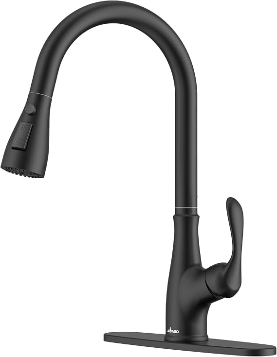 APPASO Matte Black Kitchen Faucet with Pull Down Sprayer