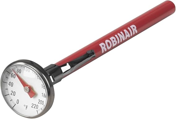 Robinair 10597 Dial Thermometer with Easy to Read 0 to +220F, 1" Face