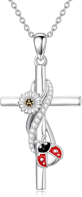 Cross Necklace for Women 925 Sterling Silver Abalone Irish Celtic Pendant Infinity Christian Jewelry Mothers Day Gifts for Wife Mother Mom