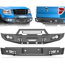 for F150 Front & Rear Bumpers Compatible with 2004-2008 Ford F-150 F 150 (Excluding Raptor) with Winch Plate, LED Lights, Sensor Holes, License Plate Bracket, Trailer Plug Hole & D-rings, Black