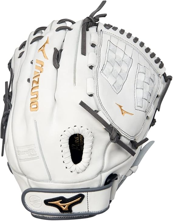 Mizuno GMVP1250PF4W MVP Prime Fastpitch Softball Glove 12.5", Trident Web, Right Hand Throw, WHITE-GREY