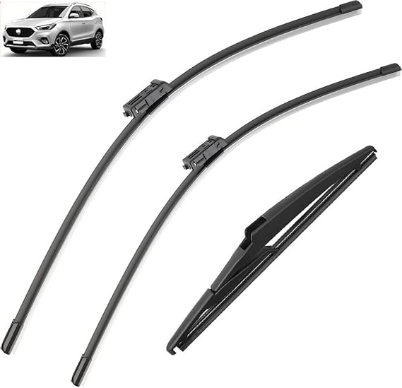 Car Front Rear Wiper Blades Compatible with MG ZS 2017-2023 24"+14"+10" ZS EV MGZS MGZSEV Windshield Frameless Soft Rubber Windscreen 2021 (Color : RHD, Size : Front Rear)