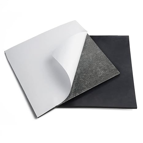 DOBTIM Adhesive Solid Rubber Sheets Padding 10" X 10" X 1/4 (.250)", DIY Rubber Strips Seals Pads, Anti Vibration Shock Absorbing, Non-Slip Flooring Cushioning