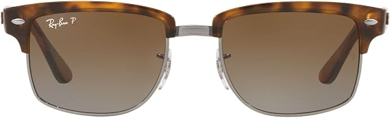 Ray-Ban Men's RB4190 Polarized Square Sunglasses, Demi Gloss Havana, 52mm