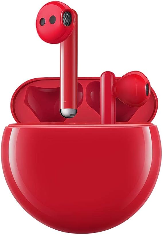 HUAWEI FreeBuds 3 - Wireless Bluetooth Earphone with Intelligent Noise Cancellation (Kirin A1 Chipset, Ultra-Low Latency, Fast Bluetooth Connection, 14 mm Speaker, Quick Wireless Charging), Red