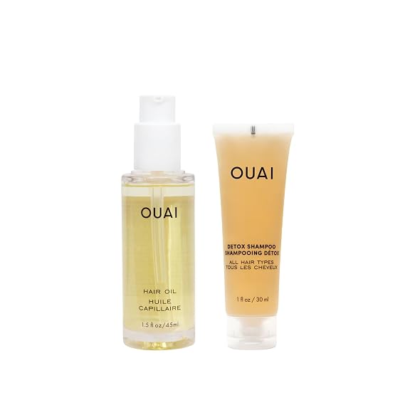 OUAI Hair Oil Full Size & Detox Shampoo Deluxe (2 Count)