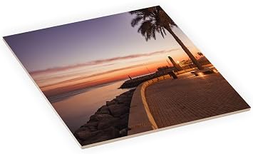 4 Inch Square Decorative Ceramic Tile (Art) for Wall or Decor Featuring Image of Corniche in Kuwait City in Kuwait