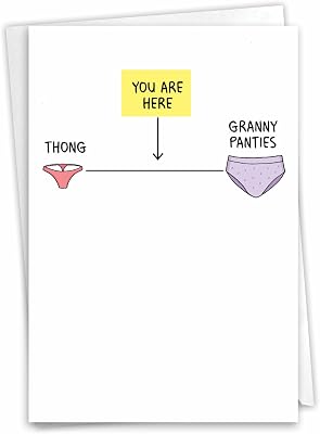 NobleWorks - 1 Funny Womens Birthday Card with Envelope - Humor, Stationery Bday Card for Wife, Sister, Her, Midlife Underwear C3338BDG