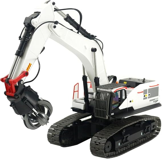 RC Excavator for Adults, 1/14 Scale 22CH Alloy Metal Construction Truck with Interchangeable Attachments,Grabber,Claw,Drill