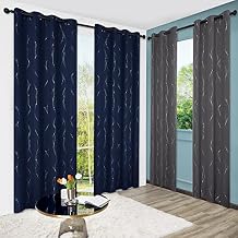 Deconovo Navy Blackout Curtains and Drapes 84 Inch Length 2 Panels Set (52 x 84 Inch) Bundle 84 Inch Long Thermal Insulated Drapes, Light Blocking Curtains (38 x 84 Inch, Dark Grey, 2 Panels)