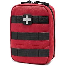 Carlebben EMT Pouch MOLLE Ifak Pouch Tactical MOLLE Medical First Aid Kit Utility Pouch (with Medical Supplies Red)