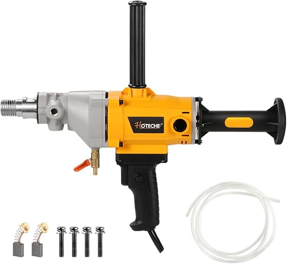 Hoteche Diamond Core Drilling Machine 1700W Handheld Variable Speed Wet Dry Core Drilling Rig 1-1/4" Thread, 4.7" Max Drilling Capacity for Masonry, Block Stone
