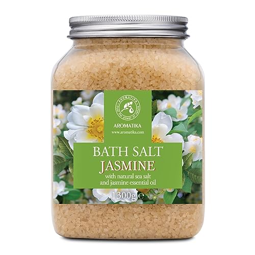 Bath Sea Salt Jasmine 46 Oz 1300g - Bath Salts with Jasmine Essential Oil for Bath Soak - Relaxing Bath - Beauty - Body Care - Relaxation - Good Sleep - Aromatherapy Bath Salts - Flower Bath Salt