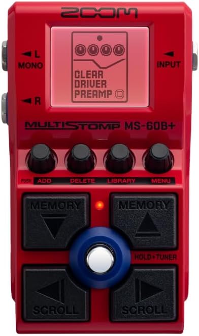 ZOOM MS-60B Plus Base Multi-Stomp, Red, Equipped with Multilayer IR | IR Cabinet Simulator, Equipped with Over 100 Effects & Amplifiers, Built-in Tuner, Genuine Product in Japan