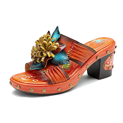 NUHEEL Womens Sandals Closed Toe Wedge Sandals Casual Summer Slip-On Slippers Platform Sandals for Women Chunky Heel Sandals Women Clogs with Heel Antil Slip Comfort Slide Sandals Party Shoes