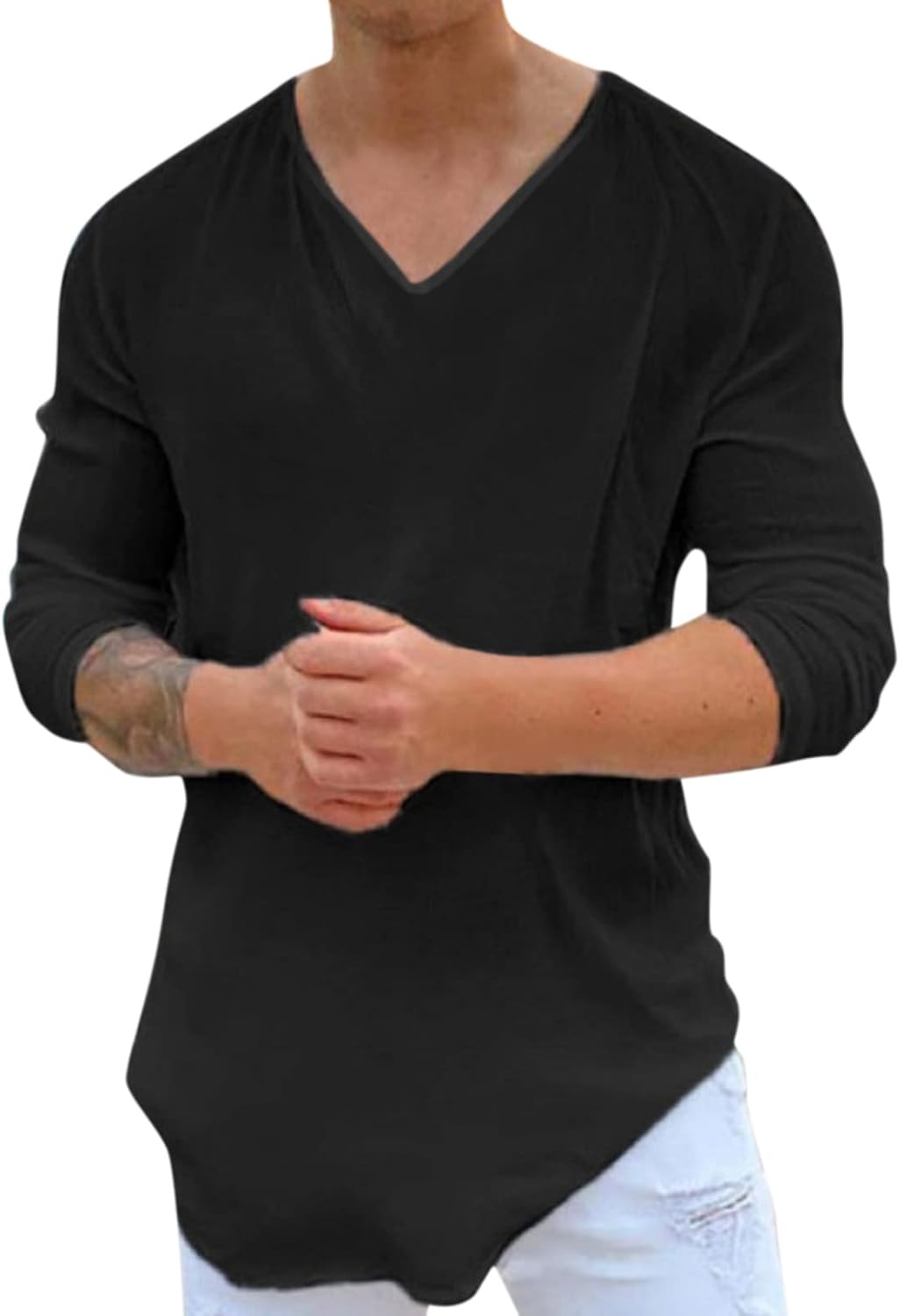White T Shirts for Men,Men's Faith Graffiti Long Sleeve T-Shirt Cross Element Graphic Casual Round Neck Shirt for Men