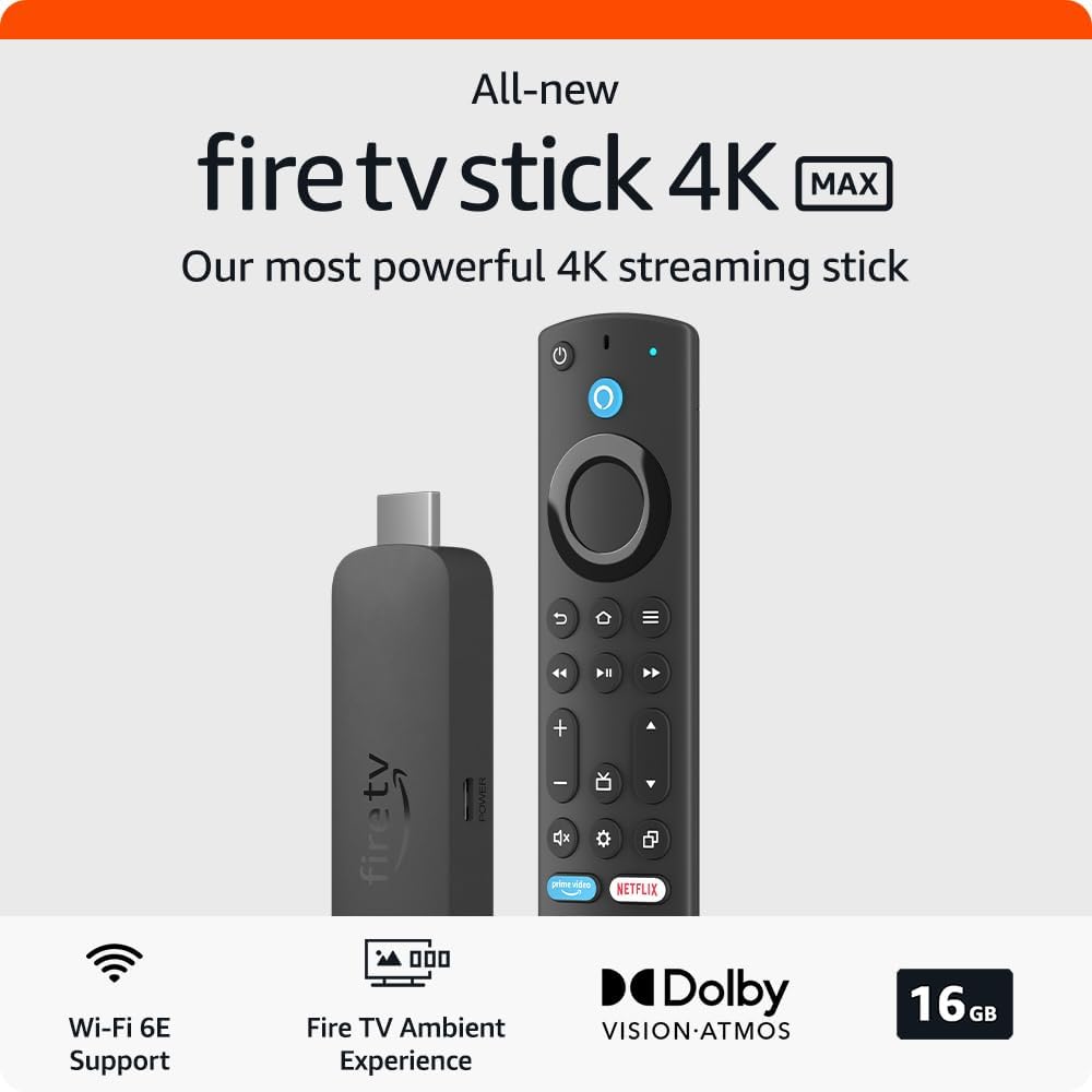 Amazon Fire TV Stick 4K Max streaming device | supports Wi-Fi 6E, Ambient Experience (2nd Gen, International Version)