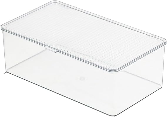 ZEXALOR Clear Plastic Storage Bin with Lid, Makeuo Holder, Fridge Organizer, Refrigerator Organizers and Storage, Small Container for Pantry, Office, Dresser, Bathroom, Kitchen, Snack