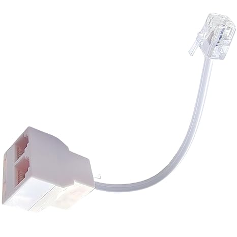Phone Line Splitter, Premium Phone Jack Splitter, 2 Way RJ11 6P4C Adapter for Landline Telephone (1 Splitter + 5 Inch Cable) - Compatible with Fax Machine, Home/Office Phones