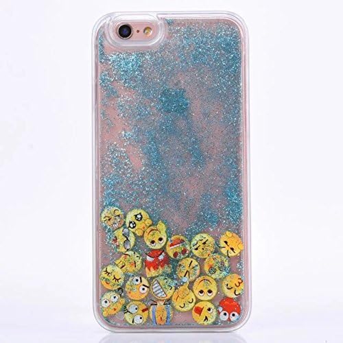 Case for iphone 6 Plus,Fashion Creative Design QQ Expression Glow in the Dark Luminous Floating Liquid Quicksand Stars Hard Case for Apple iphone 66S Plus 5.5inch Blue