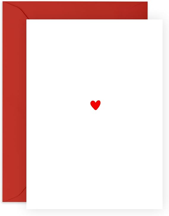 Minimalist Love Greeting Card - 'Simple Heart - Lovely Gifts for Him, Her, Husband, Wife, Girlfriend, Boyfriend, Spouse, Partner, Couples, Women, Men - Valentines Day -  with Fun Stickers