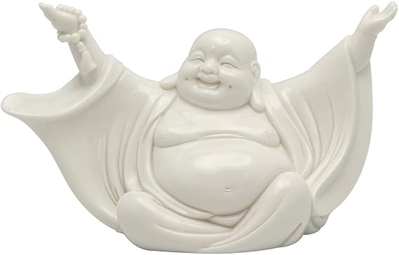 Cheering Happy Buddha Porcelain Statue