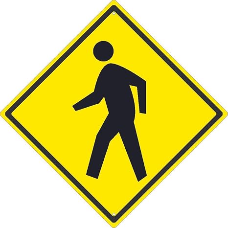 NMC TM119J Diamond Shape Traffic Sign with Graphic,#34;Pedestrian Crossing"