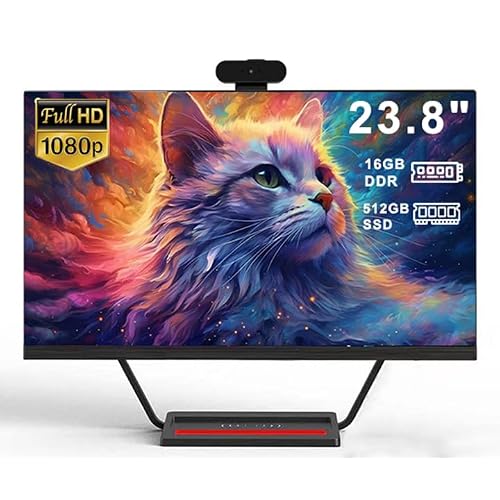 All-in-One Desktop Computer 23.8 IPS Core i5-7300HQ 16GB RAM 512GB SSD with Keyboard & Mouse Detachable Webcam Wi-Fi 6 Bluetooth 5.3 Wireless Charging Type-C Gigabit LAN Ideal for Home Office Study