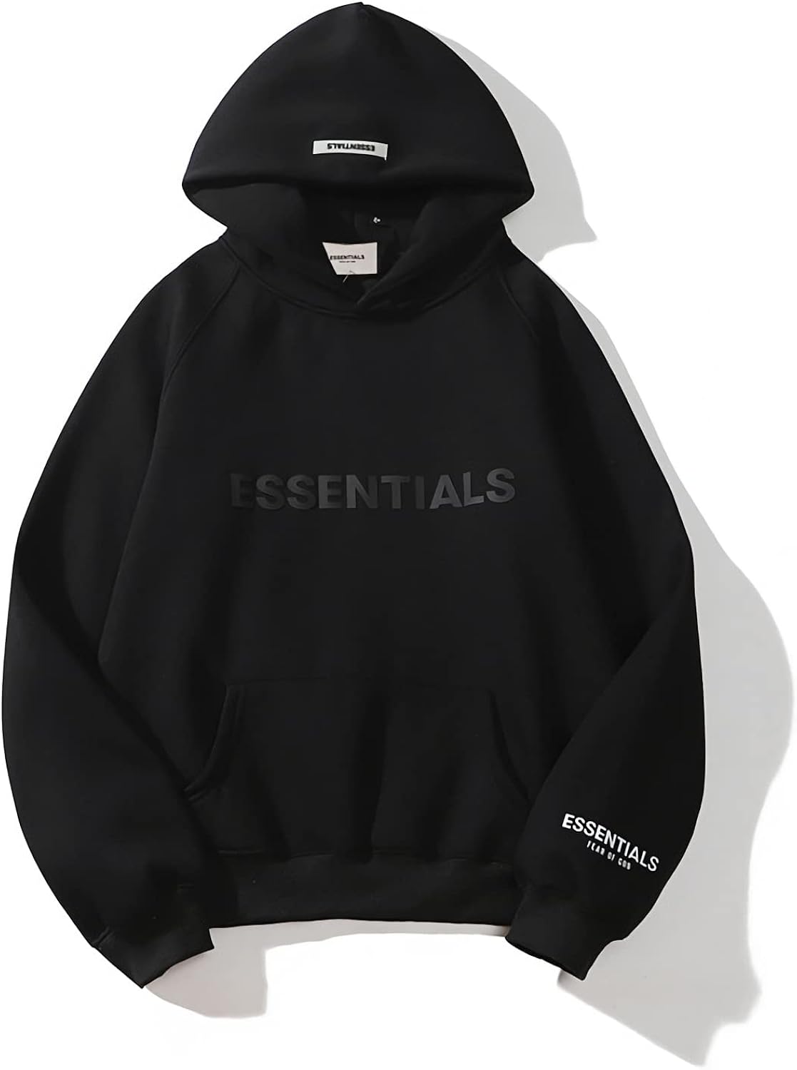 YOURHOODY Fear of God Essential Fashion Hoodie Men and Women Suitable Sportswear Pullover Sportswear Hip Hop Casual Sweater Kangaroo Pocket Black