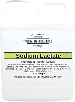 Traverse Bay Bath and Body Sodium lactate, 16 oz, Safety sealed container. 60% concentration USP Natural Preservative made in the USA