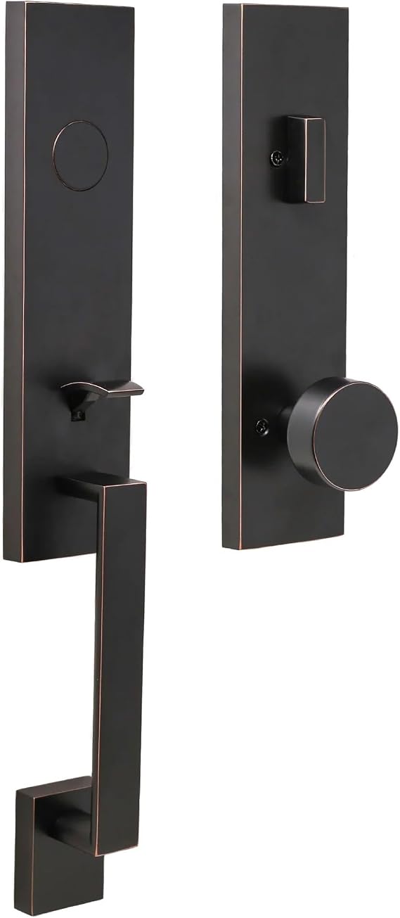 Leighton Handleset with Mesa Knob - Deadbolt Keyed One Side