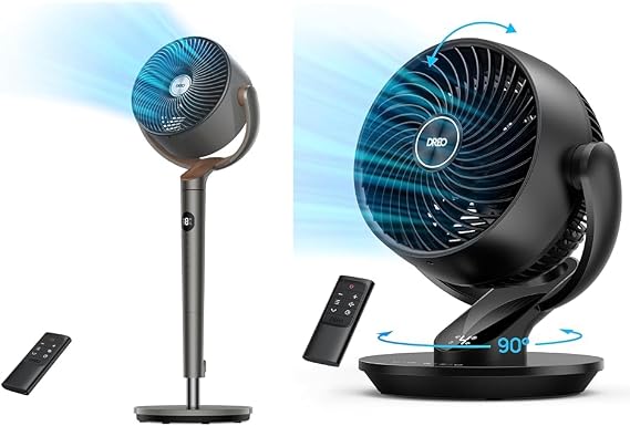 Dreo 120 Oscillating Standing Fan and 13 Inch Quiet Oscillating Table Fan Bundle, 8 Speeds, 4 Modes, Remote Control