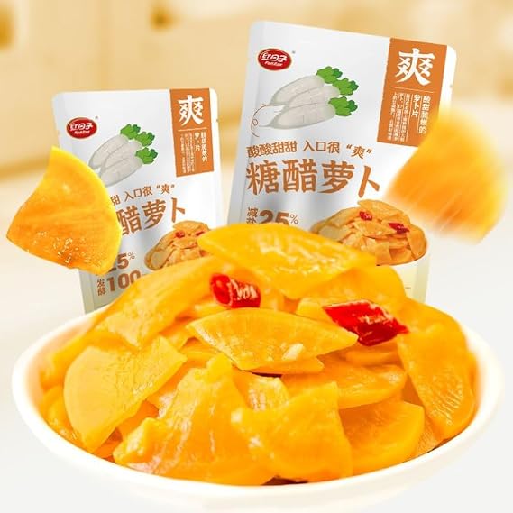 Instant crispy radish, pickled cucumber, pickled pepper 260g, chili paste, sweet and sour radish, oil chilli, instant pickles, side dishes, spicy vegetable snacks, side dishes (Crispy radish,1 bag)