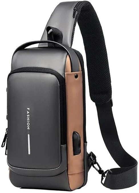Men Crossbody Bag PU Leather Classic Anti-Theft Shoulder Bag Chest Bag Multifunctional for Men