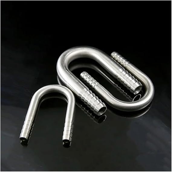 U Shaped Elbow, of 6/8/10/12/16/20/25mm Hose Barb 304 Stainless Steel U Shaped Elbow Hosetail Pipe Fitting Water Gas Oil Fish Tank 1PC(12mm)